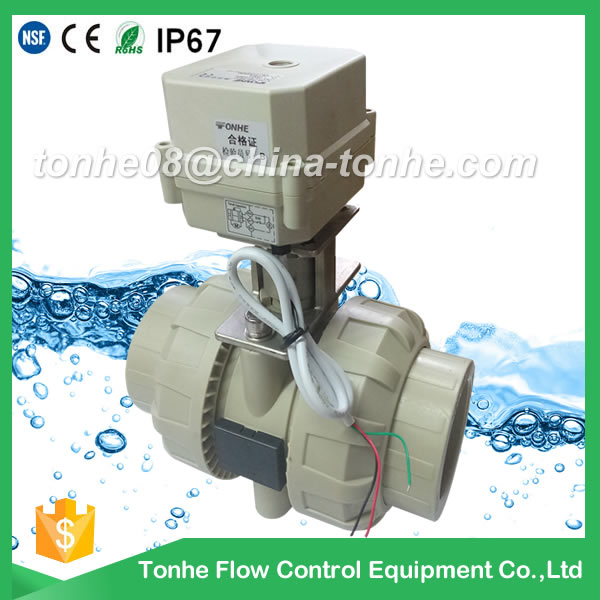 A100-T50-P2-C PP PVC plastic motorized valve DN50 no thread Solvent socket type