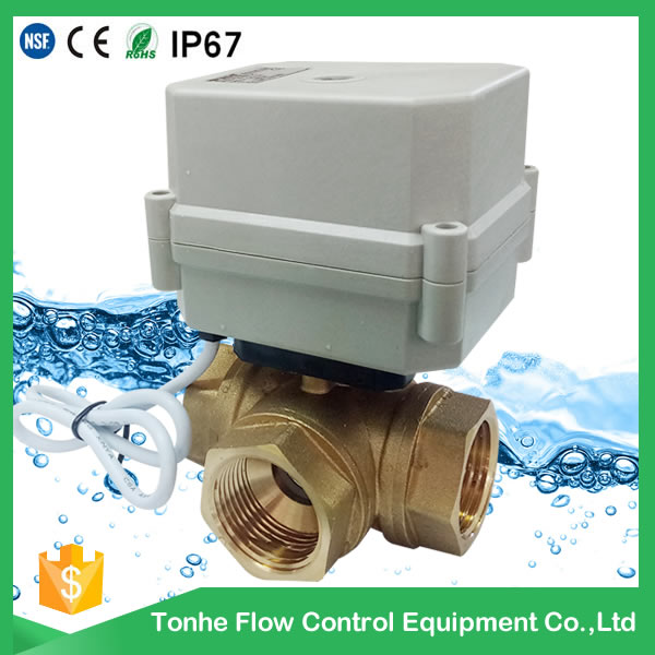 A100-T25-B3-C 3 way DN25 brass horizontal type motorized valve