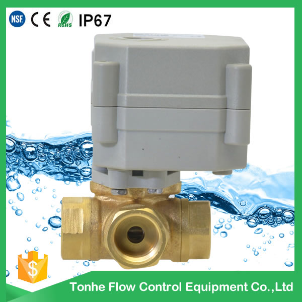 A20-T10-B3-C 3 way motorized ball valve DN10 horizontal type DC12v DC24v