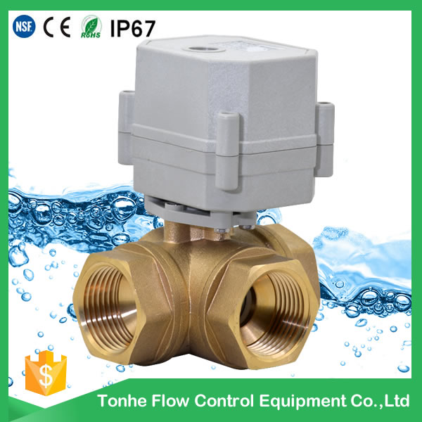 A20-T25-S2-C 3 way T L type brass 1 inch horizontal motorized valve