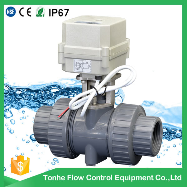 A100-T20-P2-C DN20 PVC UPVC plastic motorized valve normally closed
