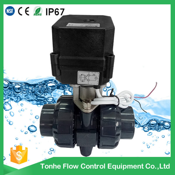 A20-T15-P2-C 0.5 inch GIN ANSI standard PVC motorized valve black actuator normally closed