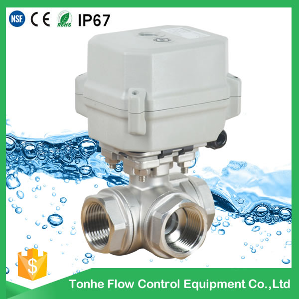 A150-T25-S3-B 3 way 1 inch DN25 L T type motorized valve with manual override