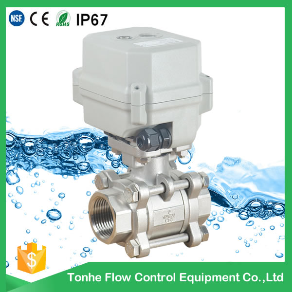 A150-T25-S2-B 2 way 3pcs SS304 mtorized valve with manual override