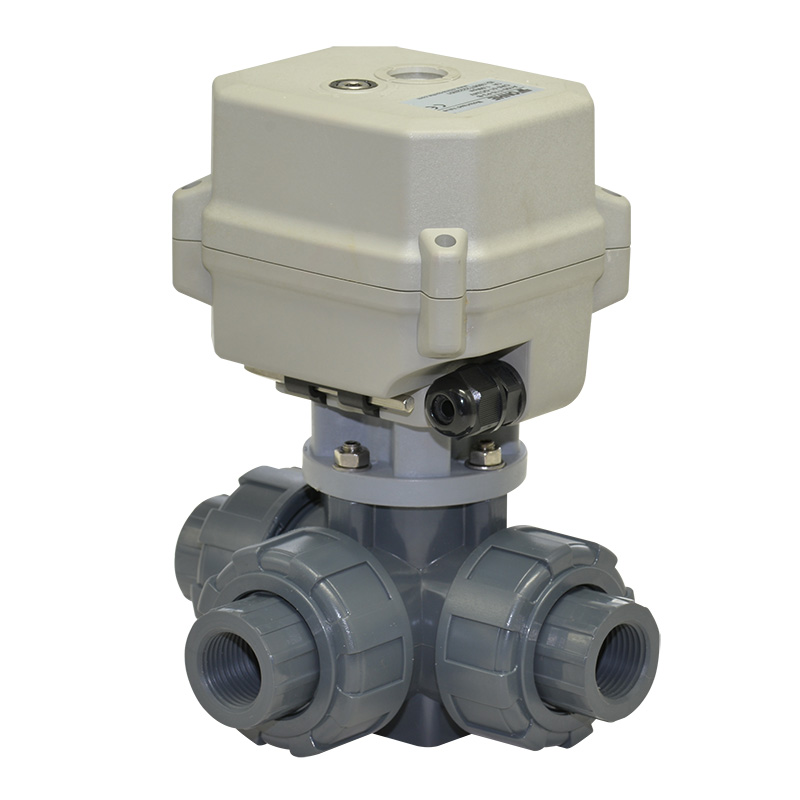 A150-T15-P3-B 3 way PVC motorized ball valve true union