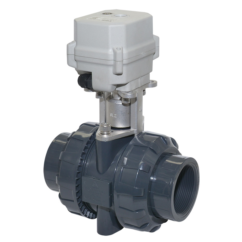 A150-T50-P2-B 2 inch DN50 PVC motorized valve true union with manual overrdie