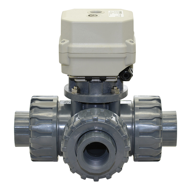 A150-T25-P3-B 1 inch DN25 3 way PVC motorized ball valve