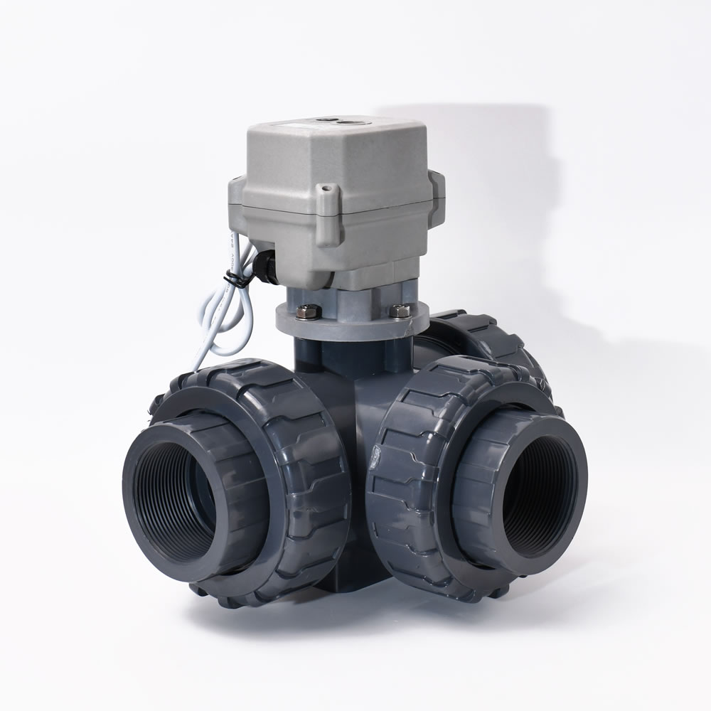 A150-T50-P3-B CE ROHS DN50 2 inch electric motorized 3 way PVC UPVC ball valve