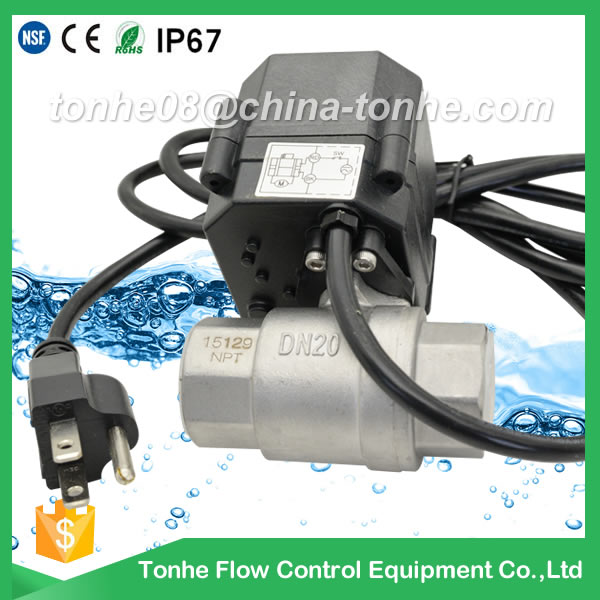 A20-T25-S2-C DN25 SS304 NPT thread 120 vac power USA 3 prong power cord USA plug motorized valve