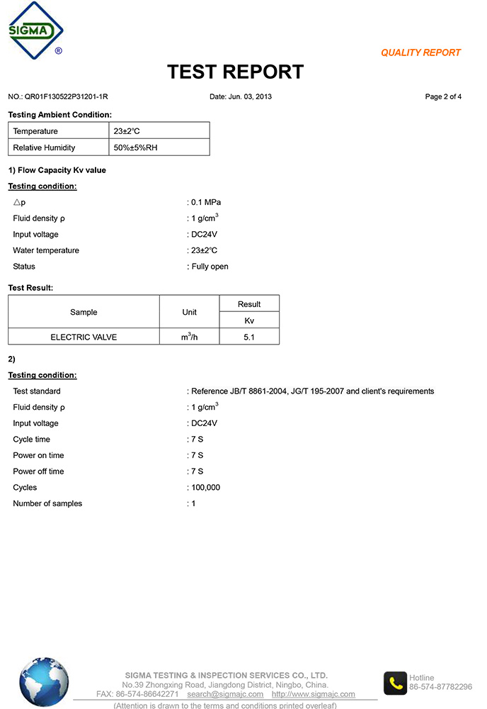 motorized valve,motorized ball valve testing report